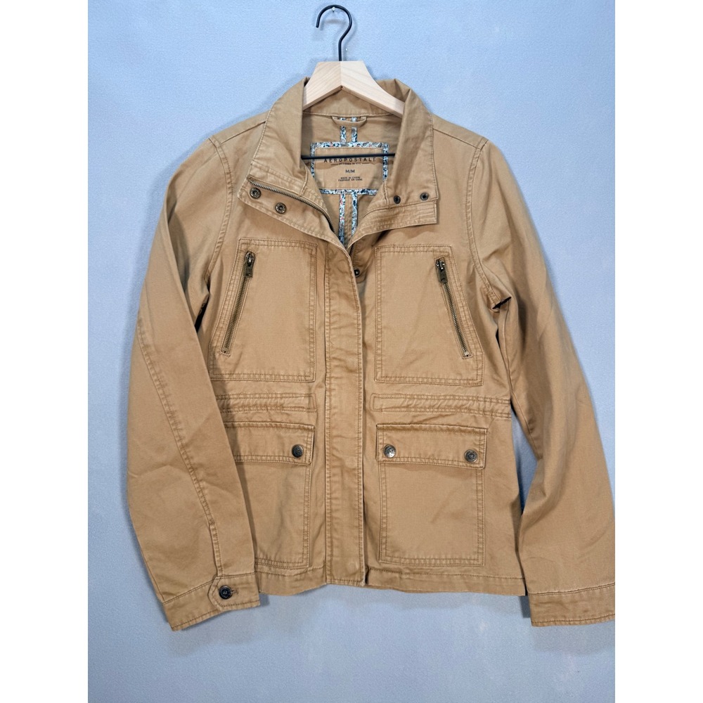Aeropostale Tan Gorpcore Cotton Utility Field Jacket Size Medium‎ Multi-Pocket